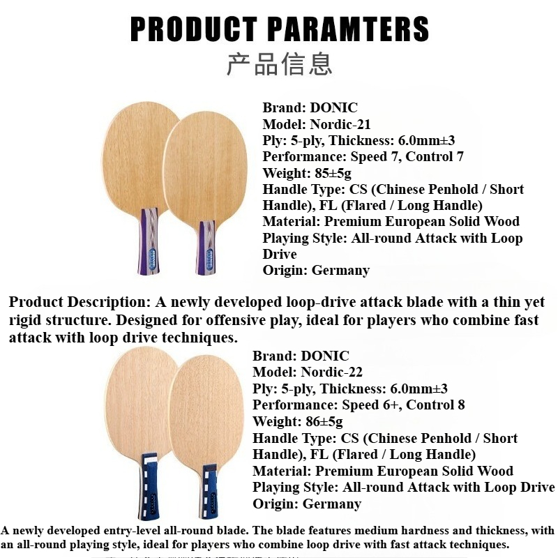 Donic Nordic 21 22 Table Tenni - Table Tennis Racket recension och pris